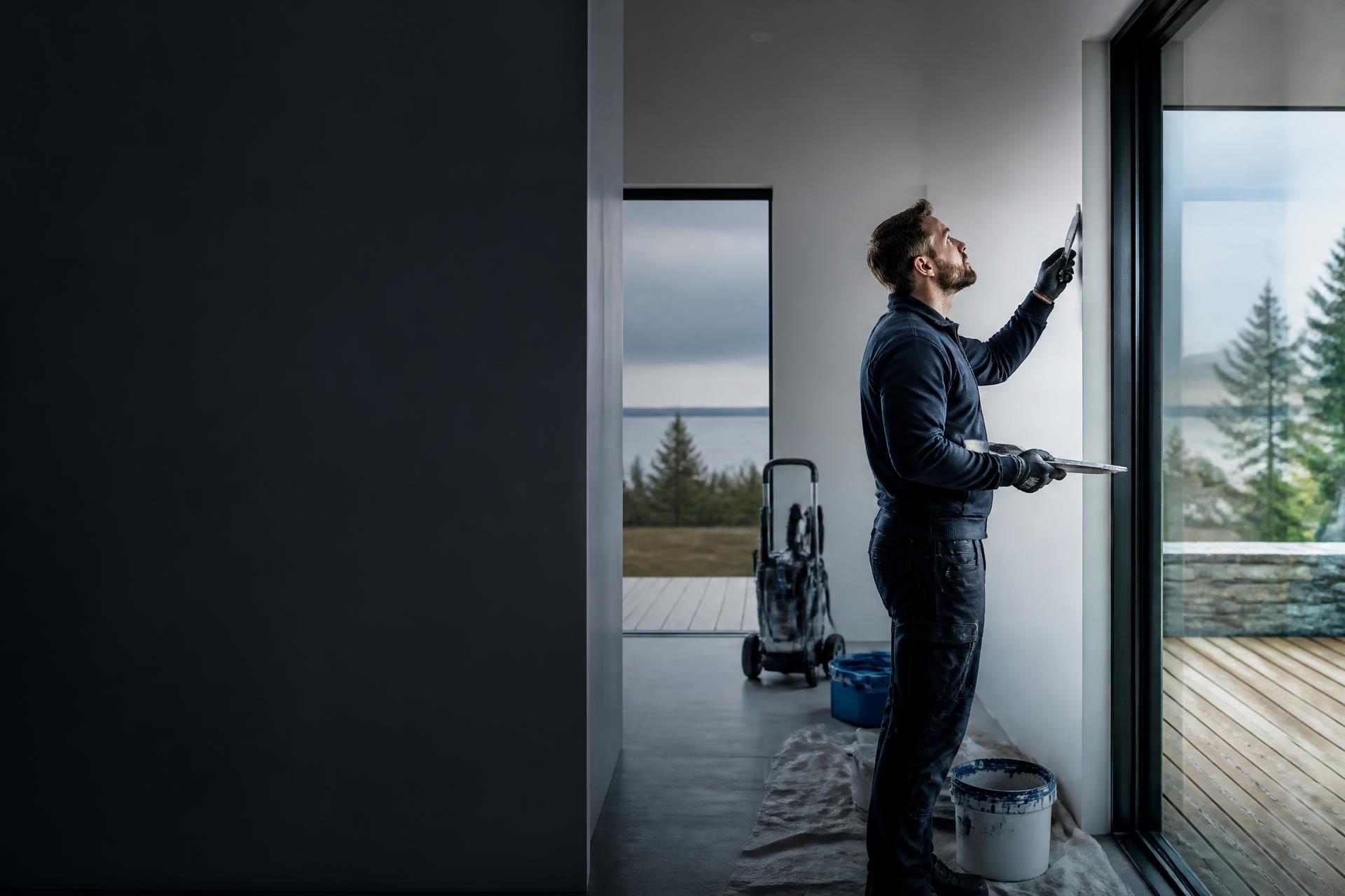 Property-services professional completing an interior renovation